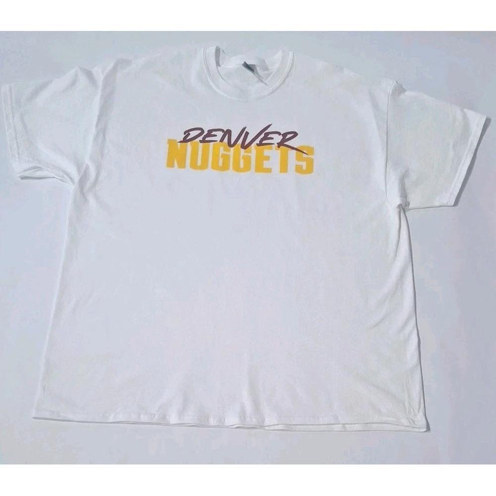Denver Nuggets Gildan Heavy Cotton White Gold Red Short Sleeve Shirt 2Xl 2004